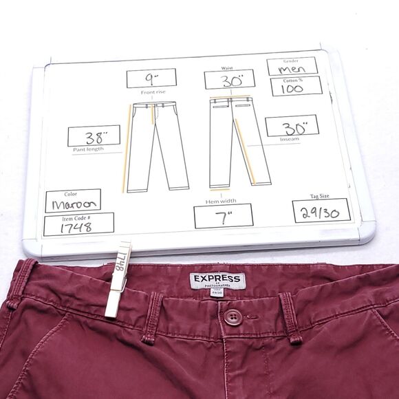 Express Photographer Casual Denim Medium Wash Jeans Mens Size 29/30 Maroon - Picture 9 of 9